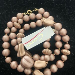 Gold Beaded Necklace BY CORO 24” long.